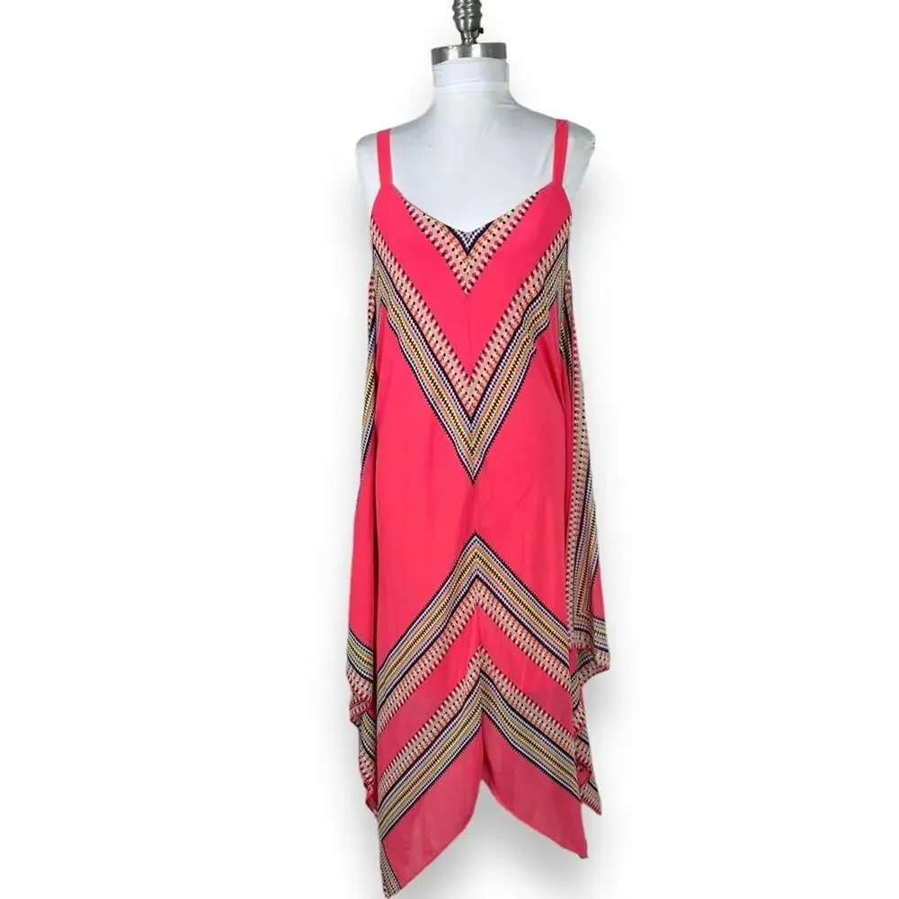 Luxology asymmetrical dress multi color chevron pattern size 10 large - Picture 2 of 7